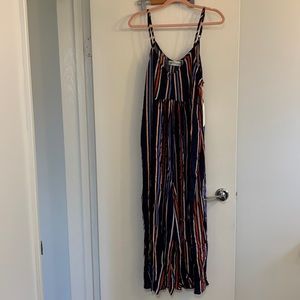 Brand new stripped wide leg jumpsuit with pockets